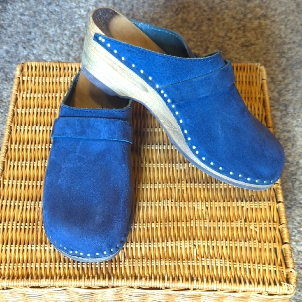 Women's Troentorps Blue Suede Clogs